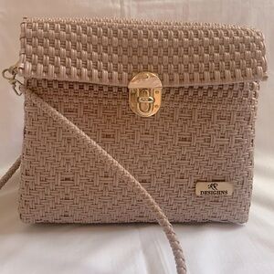 Beautiful Taupe Weaved Crossbody Bag